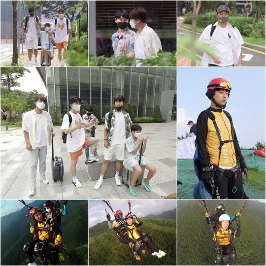 Young-woong Lim, Young-tak, Lee Chan-won, Jang Min-ho, Jeong Dong-won, and Kim Hee-jae at the'Pong-Ang-A School', challenged the first paragliding in their first MT together