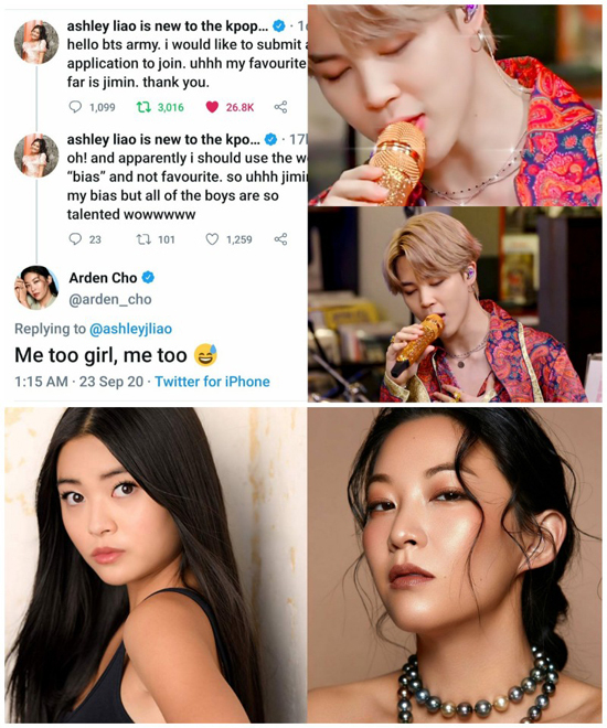 American actress Ashley Liao, Arden Jo, and other BTS Jimin are declared the love of them!